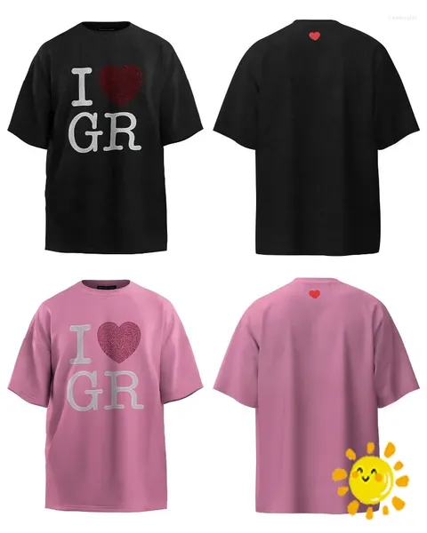 T-shirts pour hommes 24SS High Street Diamond Grailz Talk I Love GR Chemise Hommes Femmes T-shirts surdimensionnés T-shirts