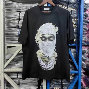 T-shirts masculins 24SS HIP HOP HAUTE QUALITÉE IH NOM UH NIT PARIS T-shirt de meilleure qualité T Tops Flower Mask Man Printing T-shirt T240419