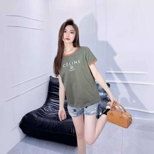 T-shirts voor heren 24SS lente/zomer m klassiek flocking letter patroon contrast ronde nek eenvoudige veelzijdige t-shirt top