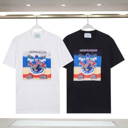 24SS Designer Mhirts para hombres Summer Harajuku Hombres Mujeres Camisa redonda Tops estampados Ropa de algodón deportivo