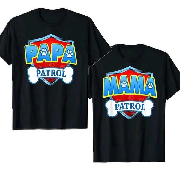 Camisetas para hombres 2 FUNNY PAPA MAMA PATROL DOG MAMO PAPO 100% CHISHS CHISHS GRÁFICO Regalos de cumpleaños Camiseta de verano Mensificación para mujeres T240522