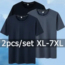 T-shirts pour hommes 2pcs T-shirt d'été pour hommes plus taille 7xl Fitness sec rapide