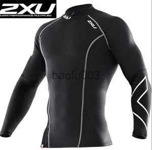 Camisetas de hombre 2XU Deportes medias de manga larga para hombre corriendo medias elásticas altas ropa de fitness de secado rápido entrenamiento al aire libre U15 J230807