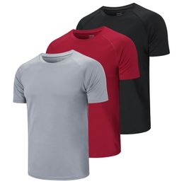 T-shirts voor heren, set van 3 hardloopshirts Heren, droge pasvorm, sporttops voor comfort, training, vochtafvoerend, actief, atletisch, korte mouw 230923