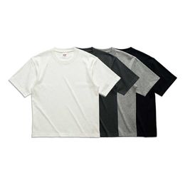 T-shirts pour hommes 300g T-shirts à petit col vintage pour hommes Poids lourd pur coton à manches tombantes All-Match Blanc Loose Trendy Streetwear You Top G230301