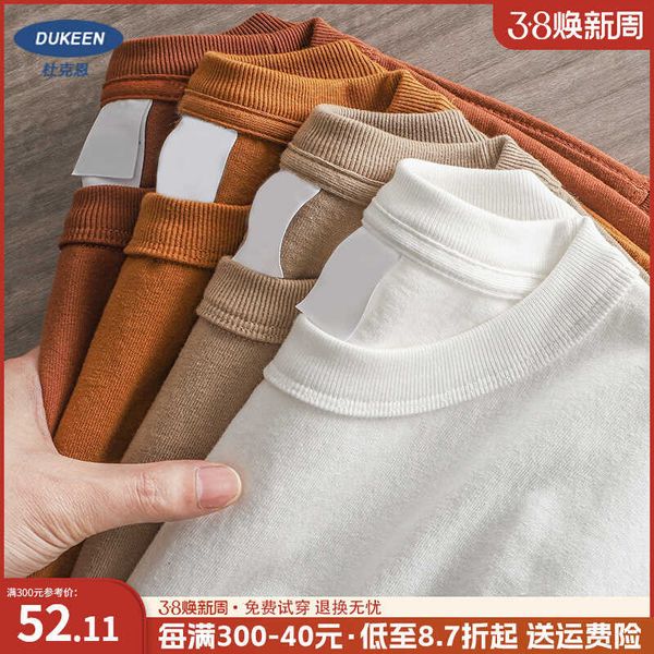 T-shirts hommes 320g t-shirt lourd hommes été pur coton rétro chemise à fond épais blanc trois aiguilles à manches courtes hommes et femmes