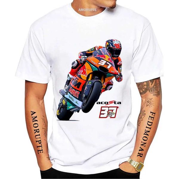 T-shirts masculins 37 Pedro Acosta 2023 GP T-shirt Nouvel été Men Slve Moto Sport Boy Casual White Tops Motorcycle Rider TS T240425