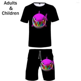 Heren t shirts 3D 6IX9ine kinderen tweedelige sets modejongens meisjes shirt shirt shorts shorts zomer casual zwarte pakken kleding