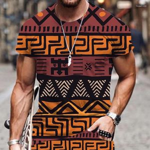 Camisetas para hombres Camisa de gran tamaño con estampado de tela tribal primitiva étnica africana en 3D para hombres Ropa unisex de manga corta cómoda a la moda