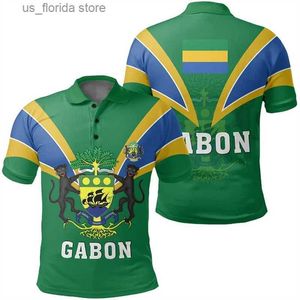 T-shirts pour hommes 3D Chad Tusk Polo pour hommes Nouvelle région de l'Afrique Emblème national Imprimé Jersey de sport Casual Polos masculins Bouton de revers Top Y240321