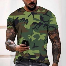 Heren T-shirts 3D digitaal printen camouflage heren casual los T-shirt met korte mouwen L230715