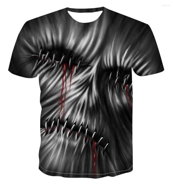 T-shirts pour hommes Impression numérique 3D Poupée fantôme T-shirt d'horreur Marque de mode Haut en maille à manches courtes