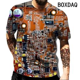 T-shirts pour hommes 3D Diagramme électronique imprimé hommes T-shirt mode personnalisé style punk rue cool tops surdimensionné 6xl manches courtes décontracté