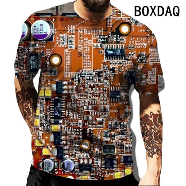 Camisetas para hombre Diagrama electrónico 3D Camiseta estampada para hombre Moda personalizada Estilo punk Street Cool Tops de gran tamaño 6XL Manga corta Casual