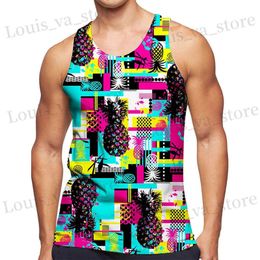 T-shirts voor heren 3D Fantasie Samenvatting Graffiti Figuur tanktop Gym Kleding Men Summer Strtwear Basketbalvest Snel drogende sluleloze Y2K Tops T240419