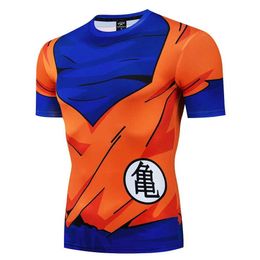 T-shirts masculins 3D Goku T-shirt Men Summer Tops Kickboxing Shirts BJJ Gym Rashguard MMA Boxing Goku T Shirts Men Jerseys Muay Thai T240506