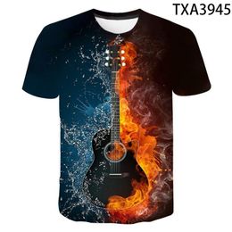 T-shirts pour hommes 3D guitare imprimée hommes musicaux vêtements féminins été décontracté hommes t-shirt à manches courtes mode femmes teemen'smen's