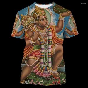 T-shirts pour hommes 3D Dieu hindou Shiva imprimé Ganesha Chemise graphique Hanuman Casual Hommes T-shirts Vintage Tops 90s Esthétique YK2 T-shirt