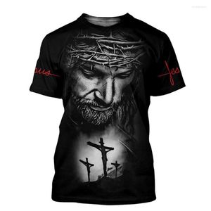 T-shirts pour hommes 3D Jesus Bible Cross Animal Print Shirt Top Fashion Casual Harajuku Street O Neck Manches courtes Hommes surdimensionnés 6XL