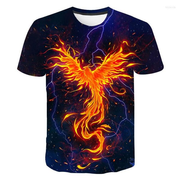 T-shirts hommes 3D hommes T-shirt mode d'été hommes et femmes portent feu Phoenix imprimé chemise vêtements décontractés à manches courtes hauts