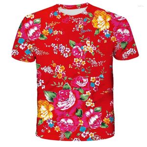 Camisetas para hombres 3D Camisa con estampado de flores del noreste de China para hombres Ropa de calle de moda para niños Mangas cortas frescas Camiseta colorida de ropa Y2k