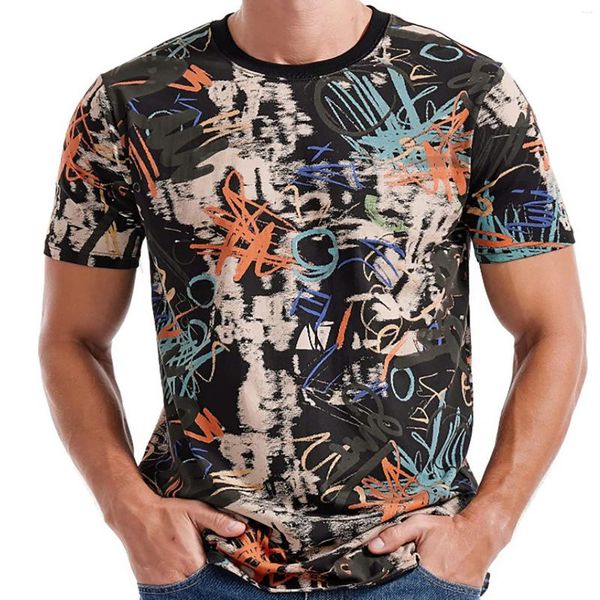 T-shirts pour hommes motif 3D imprimé à manches courtes graphiques décontractés t-shirts chemise pour hommes S cravate avant pour hommes col montant