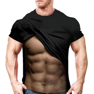T-shirts pour hommes 3D Imprimer Muscle T-shirt pour hommes Modèle de tatouage Slim T-shirt à manches courtes Mode d'été Streetwear Chemise drôle Homme surdimensionné