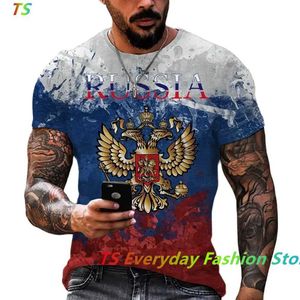 T-shirts voor heren 3D-print Nieuwe mode Rusland vlag heren Rusland beer t-shirt korte mouw herenkleding streetwear oversized top Z240531