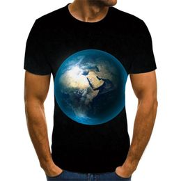 Camisetas para hombre, camiseta con cuello redondo y estampado 3D, tendencia creativa de ciencia ficción, transpirable, Simple, grande, a la moda, diseño suave para hombre