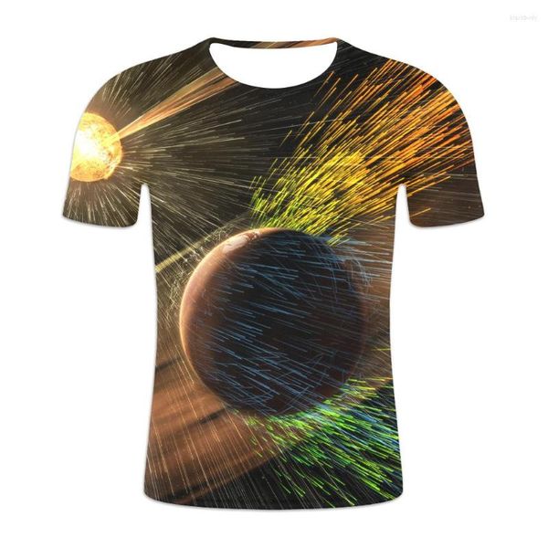 Camisetas para hombre, camiseta con estampado 3D, ropa de calle de verano, camiseta de manga corta colorida con cielo estrellado para hombre