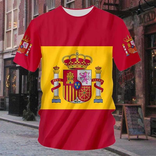 T-shirts pour hommes Impression 3D Espagne Drapeau national T-shirt Emblème espagnol Maillot de football Hommes Cyclisme Basketball Soccer Top Tee-shirts Reino de Espaa