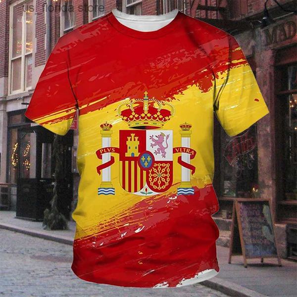 Camisetas para hombres Impresión 3D Bandera nacional de España Camiseta Emblema español Jersey de fútbol Hombres Ciclismo Baloncesto Fútbol Top Camisetas Reino de España Y240321