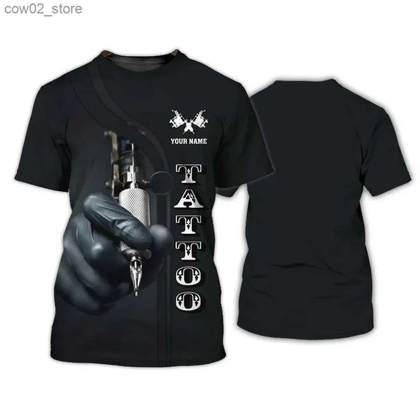 T-shirts pour hommes 3D Imprimer Tatoueur Harajuku T-shirt pour hommes personnalisés T-shirts personnalisables Mode Rétro O-Cou Manches courtes Tops surdimensionnés Q240201