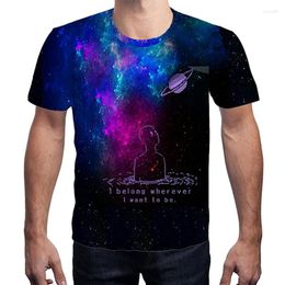 Heren t shirts 3d print universum planeet t-shirt menselijk denken Ik hoor waar dan wil letters t-shirt mannen streetwear casual tops shirt