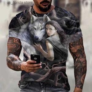 T-shirts hommes 3D Imprimer Wolf T-shirt pour hommes Été surdimensionné court Slve Tops Pull 2023 Mode Strtwear Hommes Cool Vêtements Pas Cher Ts Y240315