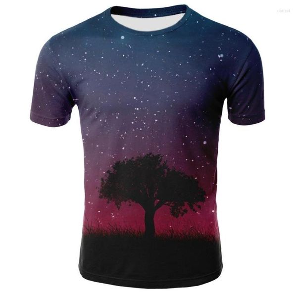 T-shirts pour hommes imprimés en 3D T-shirt couleur ciel Design créatif pour hommes et femmes univers fantastique romantique étoilé