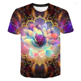 T-shirts pour hommes imprimés en 3D Superbe T-shirt Lotus Dizzy Hypnosis Fun Hip Hop à manches courtes et haut pour femme