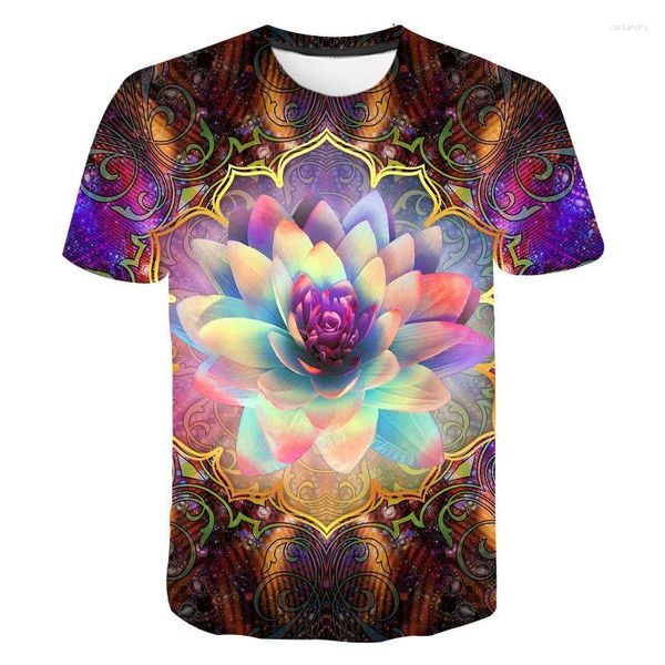 Camisetas para hombre Impreso en 3D Impresionante Lotus T-shirt Dizzy Hypnosis Fun Manga corta Hip Hop y Top para mujer