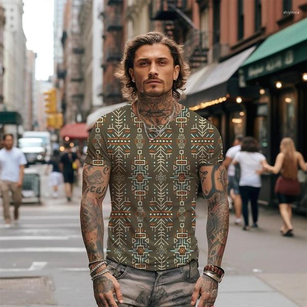 Camisetas para hombres camiseta 3D estampado estilo étnico tendencia de moda casual al verano