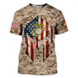 T-shirts pour hommes 3d haut imprimé T-shirt américain porter le drapeau des états-unis mode col rond à manches courtes vêtements 2023