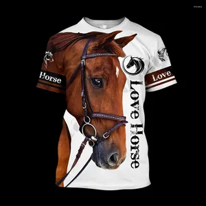 T-shirts pour hommes impression 3D cheval chemise unisexe mode femmes T-Shirt grand ample col rond décontracté à manches courtes vêtements