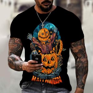 Camisetas de hombre Camiseta con estampado 3D Ligero Halloween Divertido Cabeza de calabaza Verano Super y Cool Stuff
