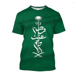 T-shirts pour hommes 3D Drapeau de l'Arabie Saoudite imprimé T-shirts pour hommes en chemise baggy unisexe mode fête nationale 93 vêtements de festival T-shirt