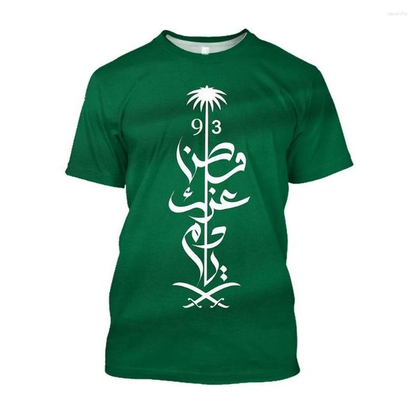 Camisetas para hombre, camisetas con estampado de bandera de Arabia Saudita en 3D, camiseta holgada Unisex, ropa de Festival del Día Nacional 93 a la moda