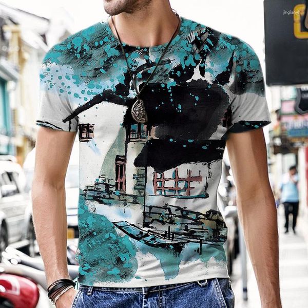 T-shirts pour hommes 3d -Shirt Peinture au pinceau chinois T-shirts Hommes Femmes À manches courtes Cool Tees Mode Casual Été Garçon Fille Enfants Streetwear Tops
