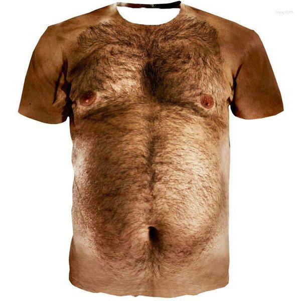 T-shirts pour hommes 3D T-shirt à manches courtes T-shirt drôle Chemise poitrine Muscle Cheveux Imprimer Singe Visage Été Y201201