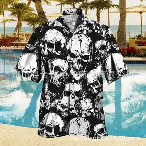 T-shirts voor heren 3D Skull Shirt Loose Fashion Street Hawaii Summer Mens Casual Short Sheeves J240402