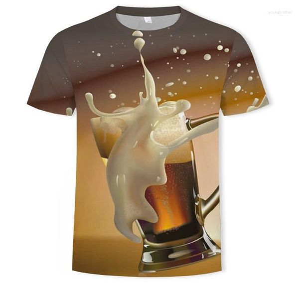 Camisetas de hombre Camiseta 3D Cerveza / hamburguesa / póquer Hip-hop O-cuello Manga corta Hombres / mujeres Top estampado