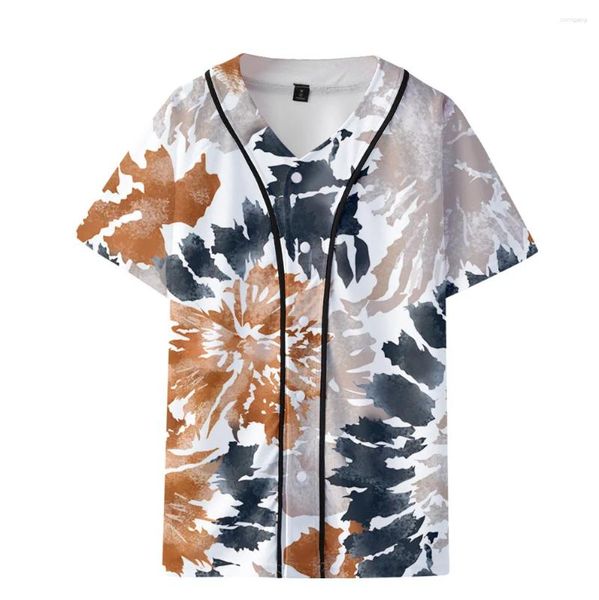Camisetas para hombres Camisa de béisbol fina teñida con lazo 3D Hombres Mujeres Tops unisex Moda Camiseta de verano Estampado Casual Niños Hip Hop Camisetas Ropa