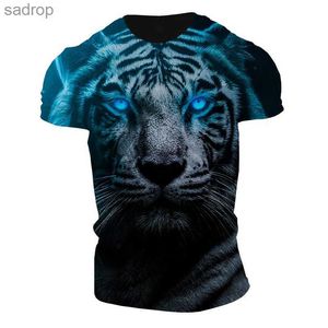 T-shirts voor heren 3D Tiger Print Mens Street Hip Hop T-shirt Harajuku Vintage Fashion O-Neck Ultra Fine T-Shirt Summer Short Sleeved Topxw